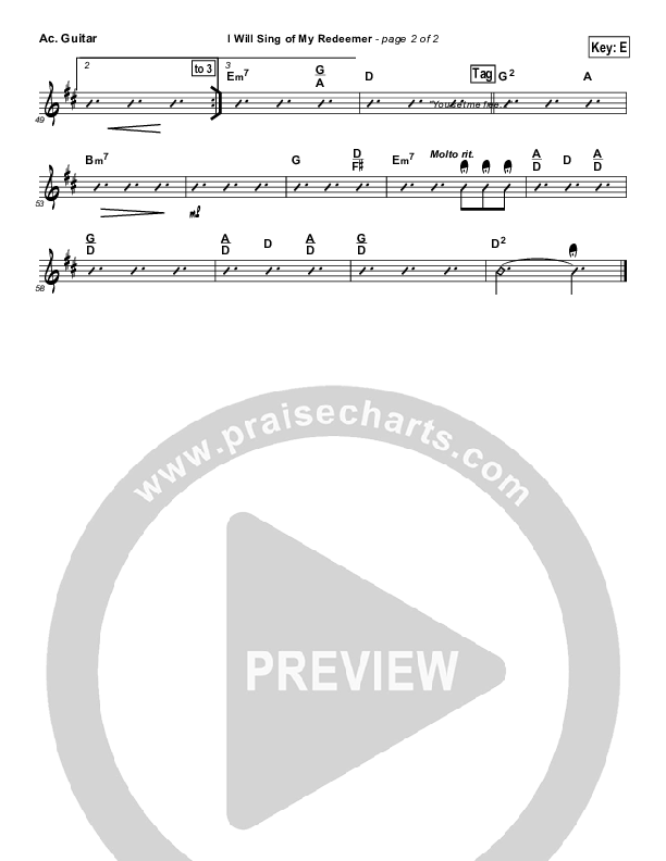 I Will Sing Of My Redeemer Acoustic Guitar (Travis Cottrell)