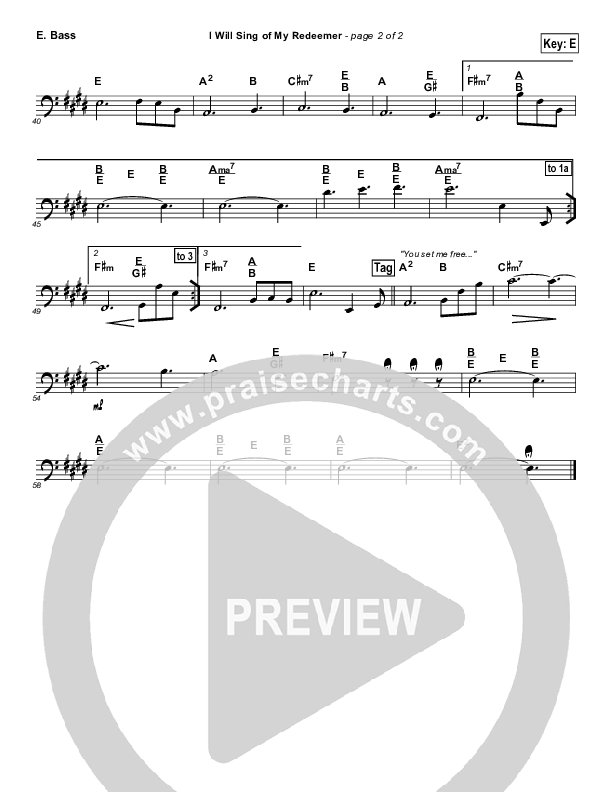 I Will Sing Of My Redeemer Bass Guitar (Travis Cottrell)