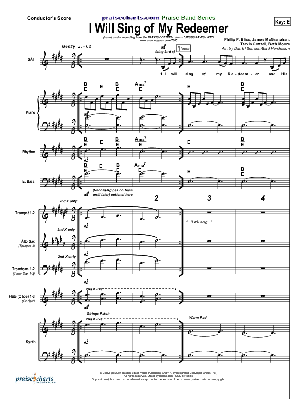 I Will Sing Of My Redeemer Conductor's Score (Travis Cottrell)