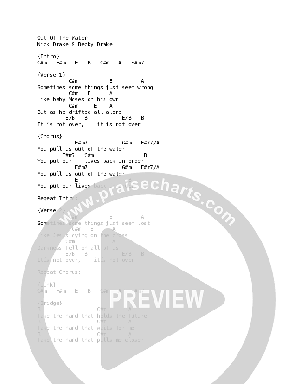 Out Of The Water Chord Chart (Worship For Everyone / Nick & Becky Drake)