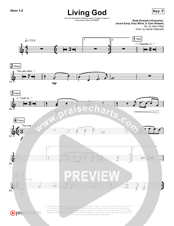 Living God French Horn 1/2 (Red Rocks Worship)