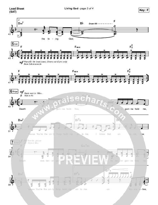 Living God Lead Sheet (SAT) (Red Rocks Worship)