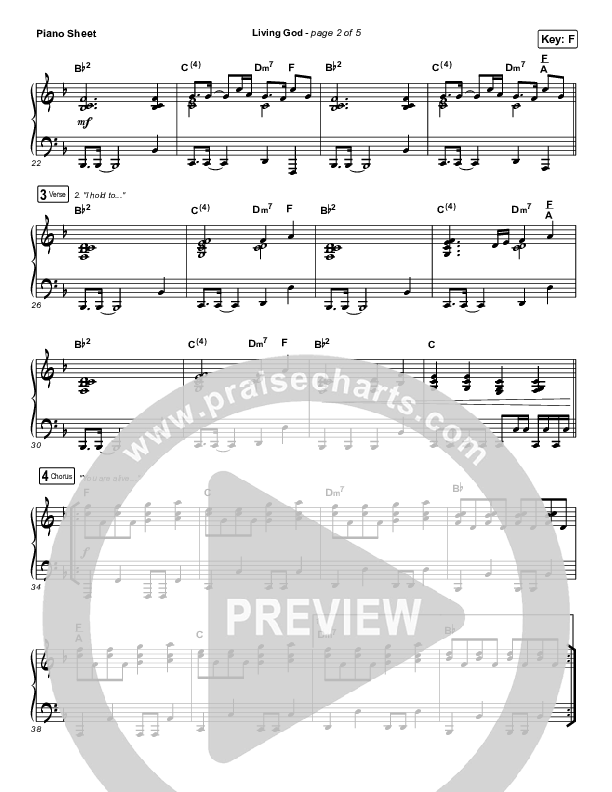Living God Piano Sheet (Red Rocks Worship)