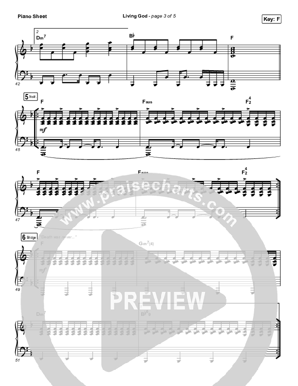 Living God Piano Sheet (Red Rocks Worship)