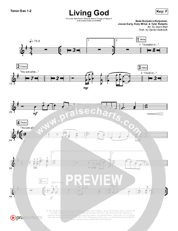 Living God Tenor Sax 1/2 (Red Rocks Worship)