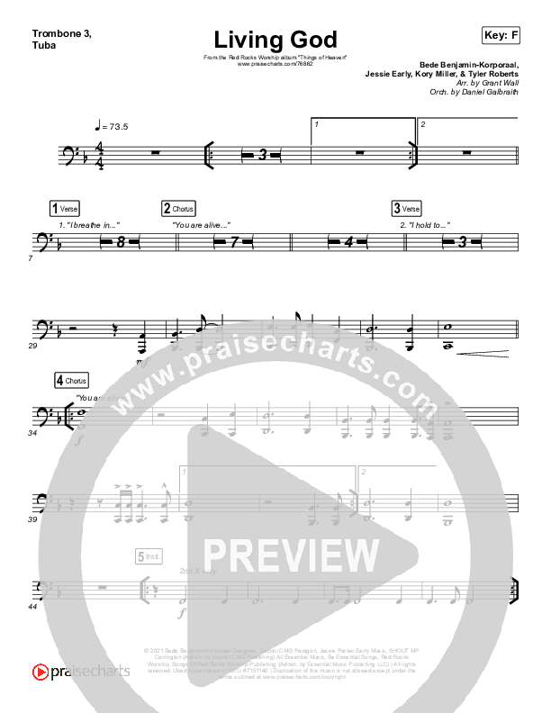 Living God Trombone 3/Tuba (Red Rocks Worship)