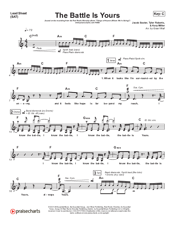 The Battle Is Yours Lead Sheet (SAT) (Red Rocks Worship)