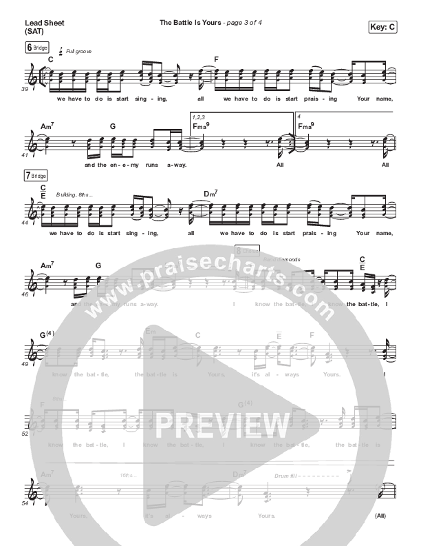 The Battle Is Yours Lead Sheet (SAT) (Red Rocks Worship)