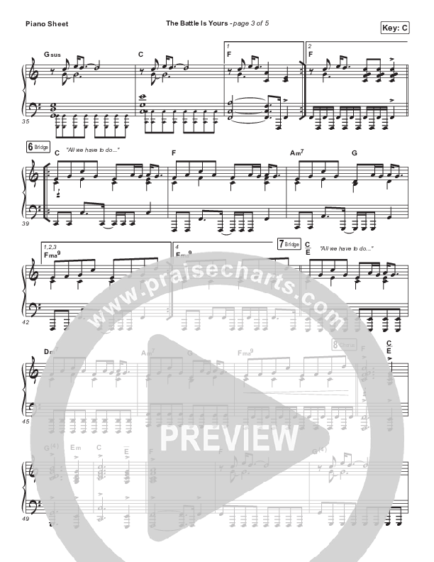 The Battle Is Yours Piano Sheet (Red Rocks Worship)