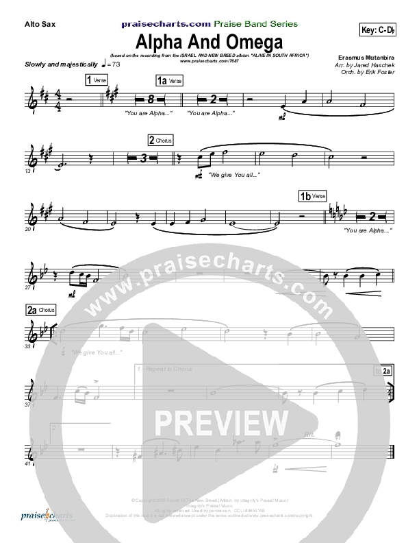 Alpha And Omega Alto Sax (Israel Houghton)