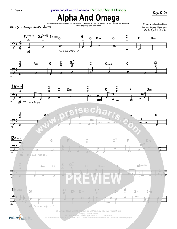 Alpha And Omega Bass Guitar (Israel Houghton)