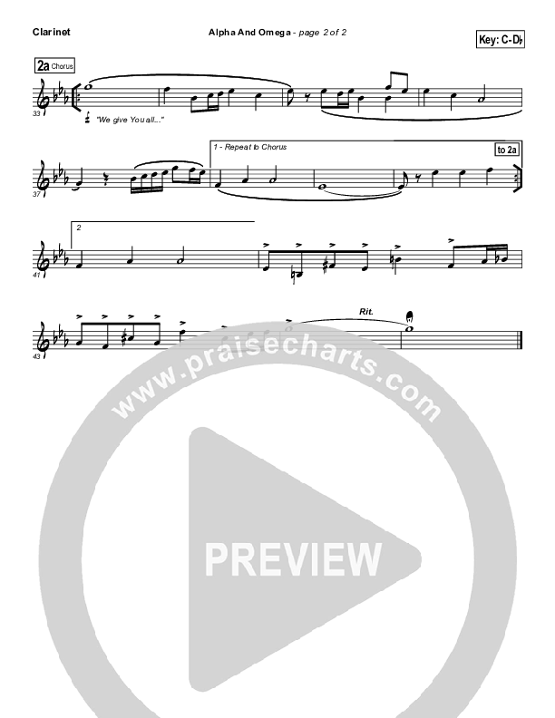 Alpha And Omega Clarinet (Israel Houghton)