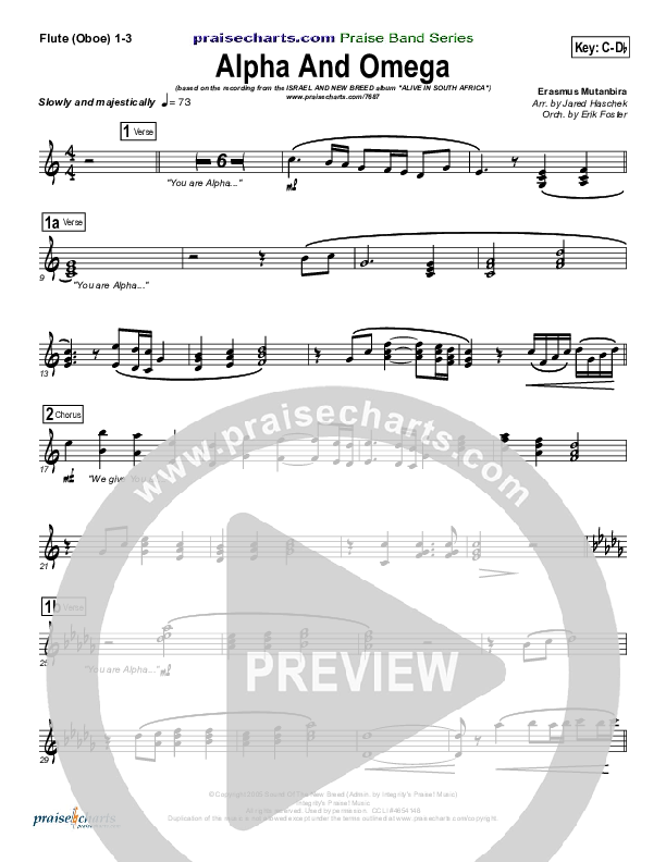 Alpha And Omega Flute/Oboe 1/2/3 (Israel Houghton)