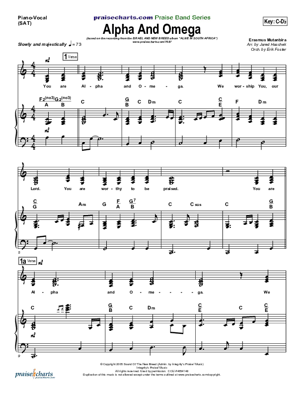 Alpha And Omega Piano/Vocal (SAT) (Israel Houghton)