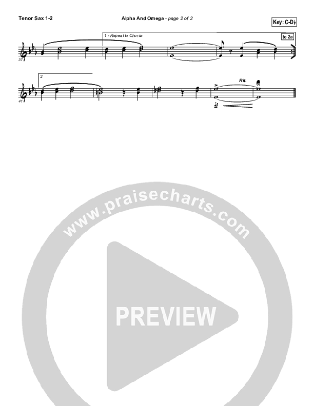 Alpha And Omega Tenor Sax 1/2 (Israel Houghton)