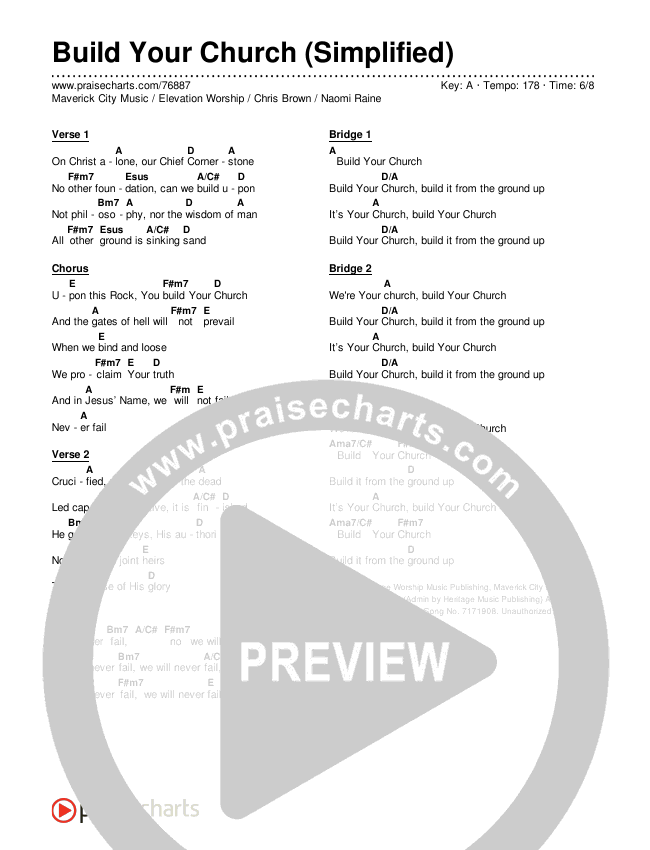 Build Your Church (Simplified) Chord Chart (Maverick City Music / Elevation Worship / Chris Brown / Naomi Raine)