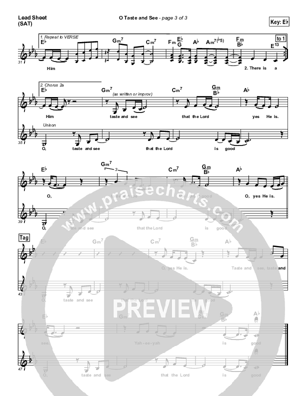 O Taste And See Lead & Piano (Evangeline Inman)