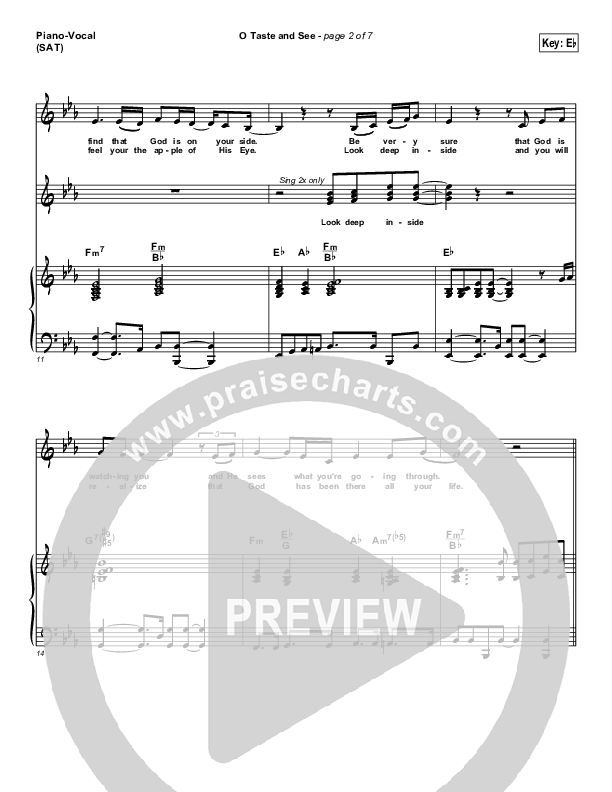 O Taste And See Piano/Vocal (SAT) (Evangeline Inman)
