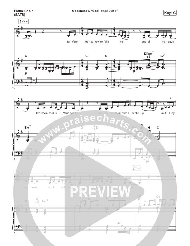 Goodness Of God Piano/Vocal Pack (Israel & New Breed)