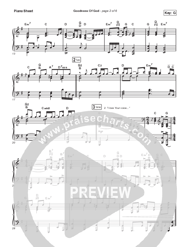 Goodness Of God Piano Sheet (Israel & New Breed)