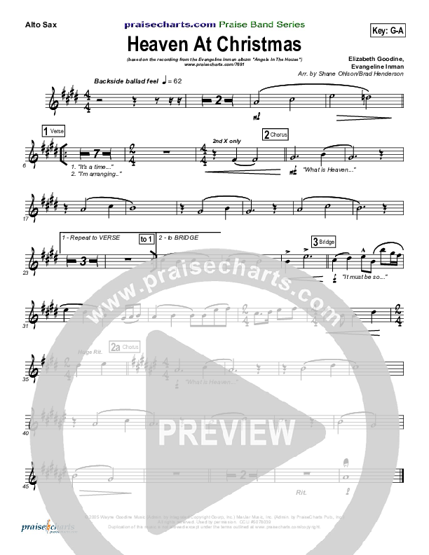 What Is Heaven Like At Christmas (Heaven At Christmas) Alto Sax ()