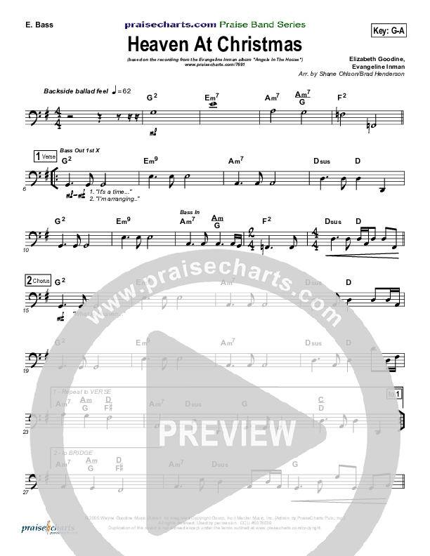 What Is Heaven Like At Christmas (Heaven At Christmas) Bass Guitar ()