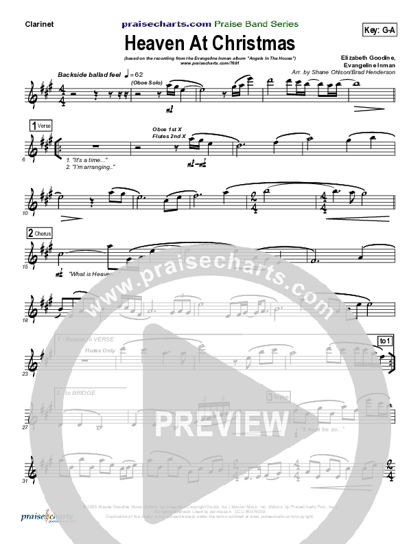 What Is Heaven Like At Christmas (Heaven At Christmas) Clarinet ()