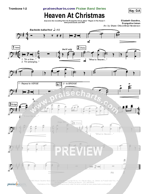 What Is Heaven Like At Christmas (Heaven At Christmas) Trombone 1/2 ()