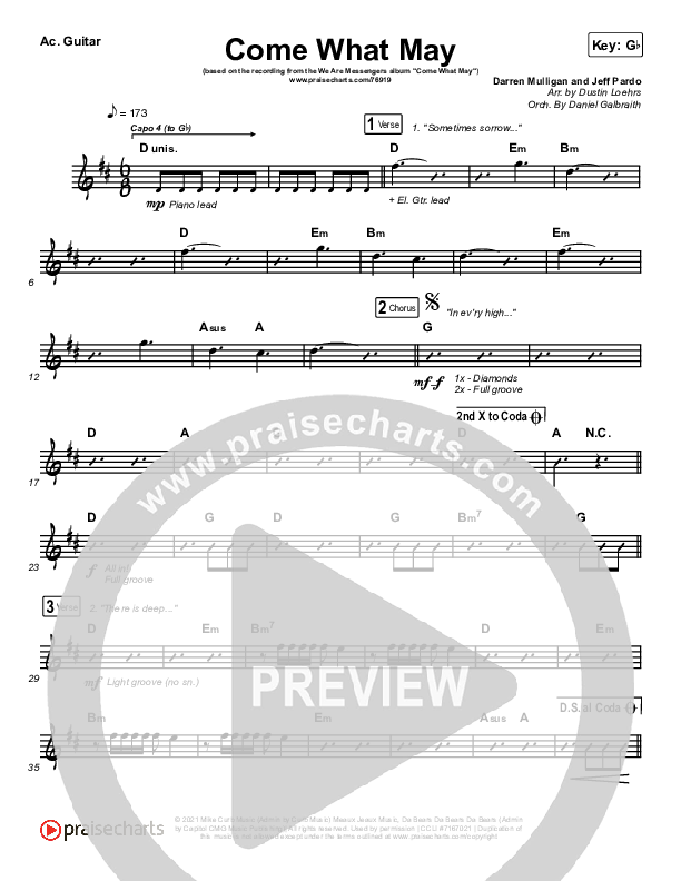 Come What May Acoustic Guitar (We Are Messengers)