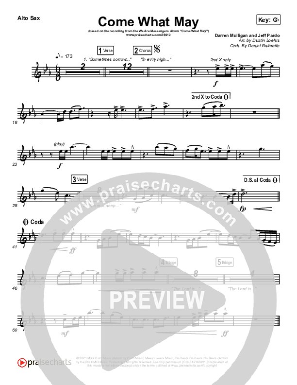 Come What May Alto Sax (We Are Messengers)