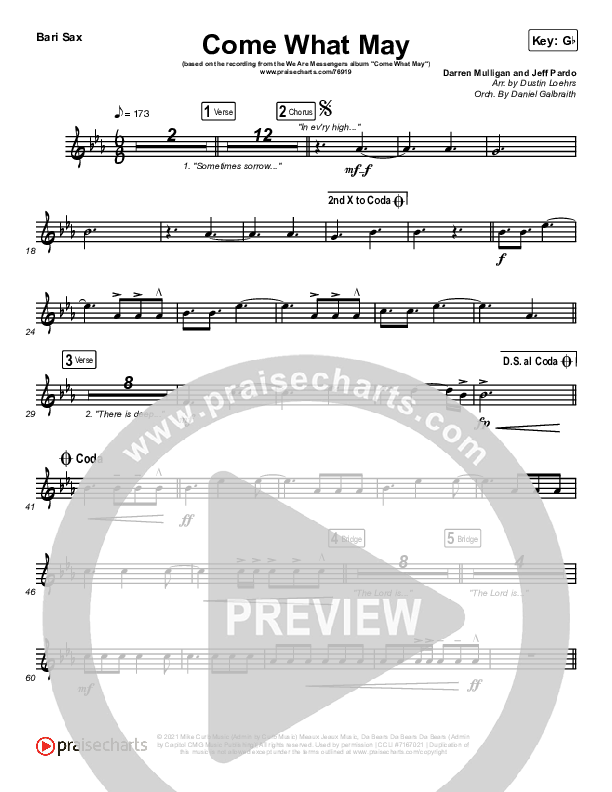 Come What May Bari Sax (We Are Messengers)