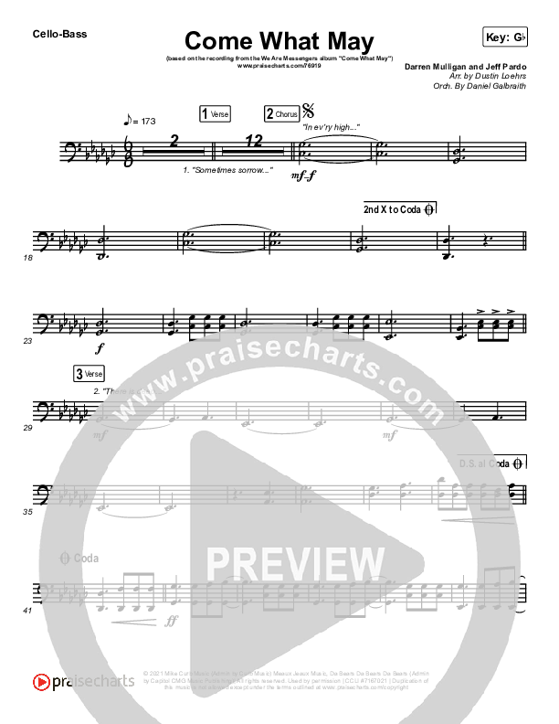 Come What May Cello/Bass (We Are Messengers)