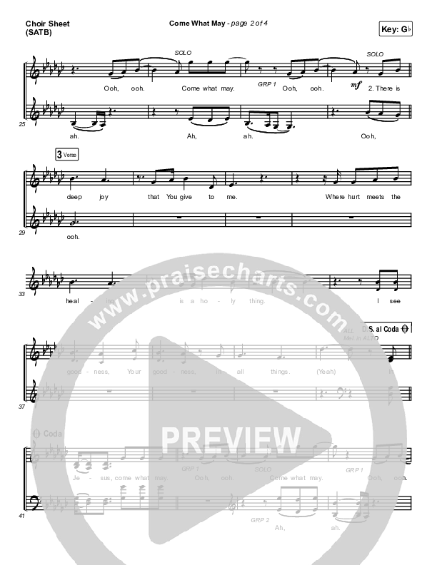 Come What May Vocal Sheet (SATB) (We Are Messengers)