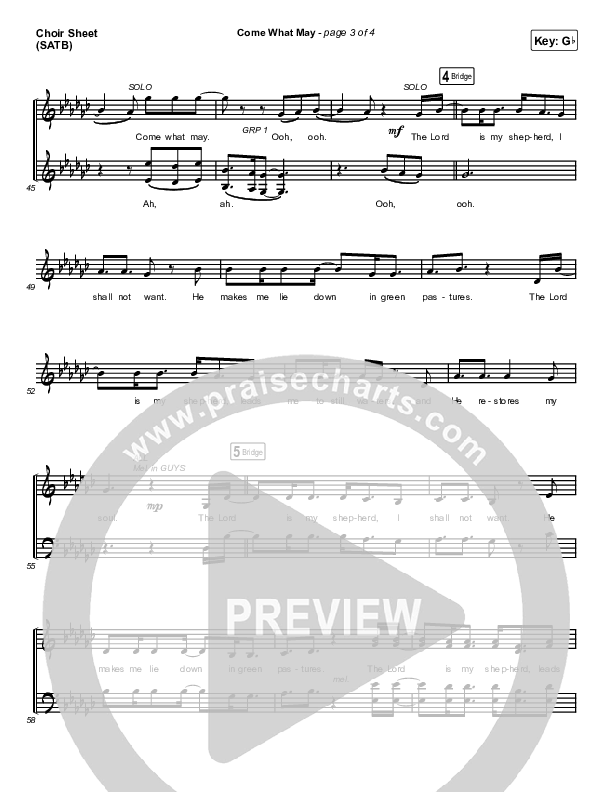 Come What May Choir Vocals (SATB) (We Are Messengers)