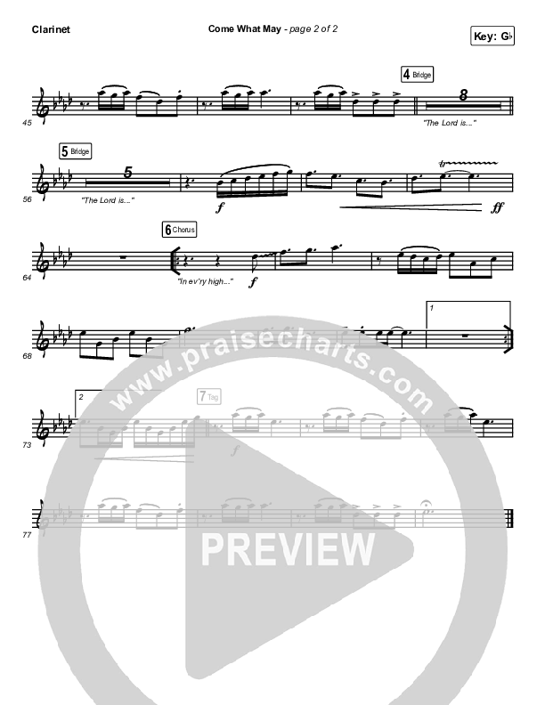 Come What May Clarinet (We Are Messengers)