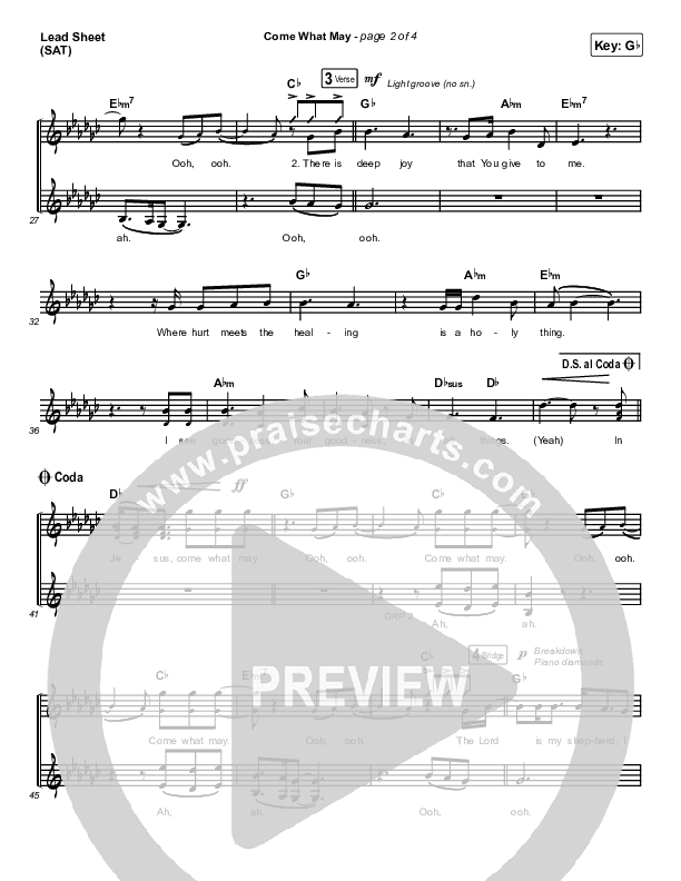 Come What May Lead Sheet (SAT) (We Are Messengers)