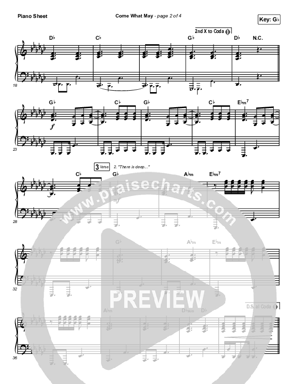 Come What May Piano Sheet (We Are Messengers)