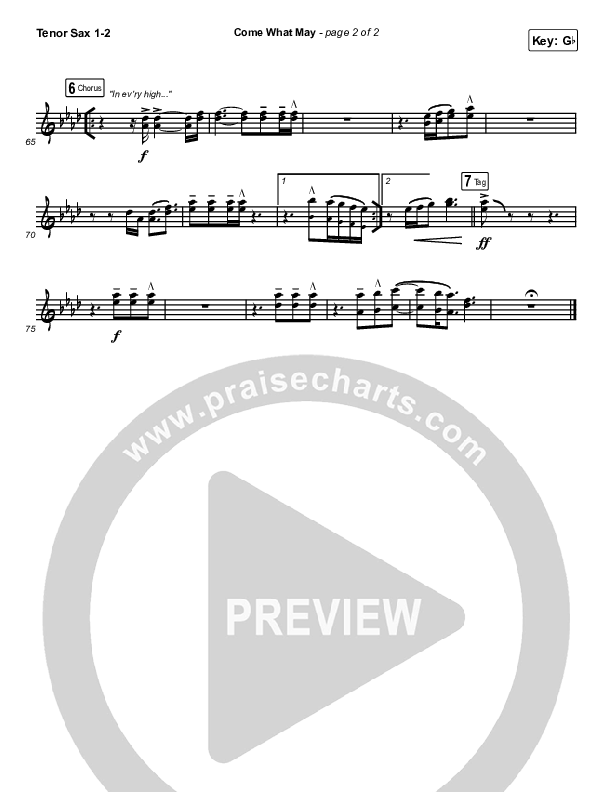 Come What May Tenor Sax 1/2 (We Are Messengers)