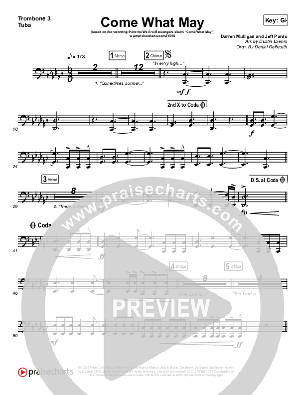 Come What May Trombone 3/Tuba (We Are Messengers)