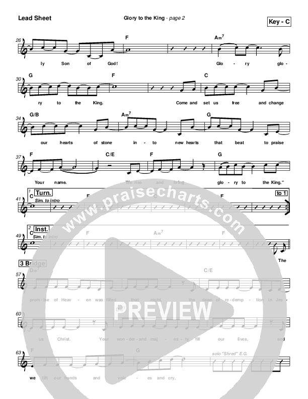 Glory To The King Lead Sheet (Toby Baxley)