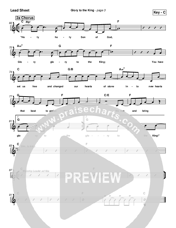 Glory To The King Lead Sheet (Toby Baxley)