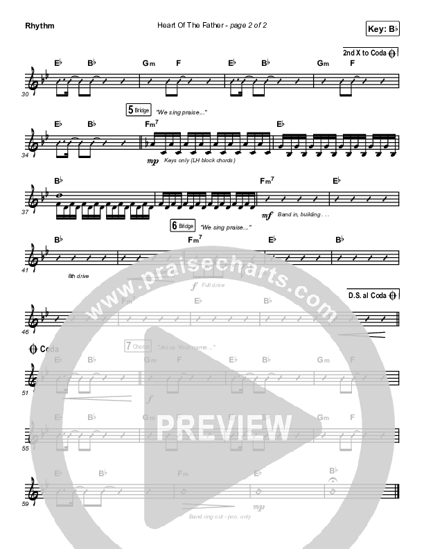 Heart Of The Father Rhythm Chart (Print Only) (Ryan Ellis)