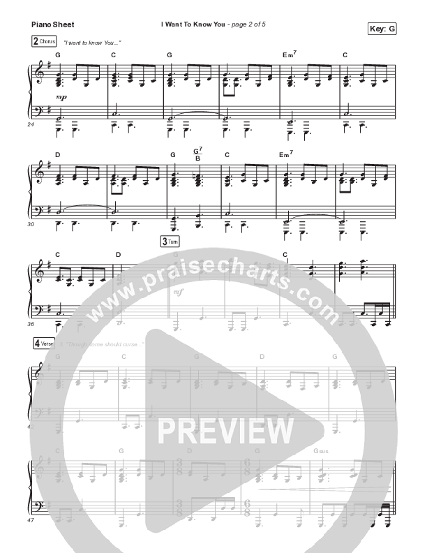 I Want To Know You Piano Sheet (CityAlight)