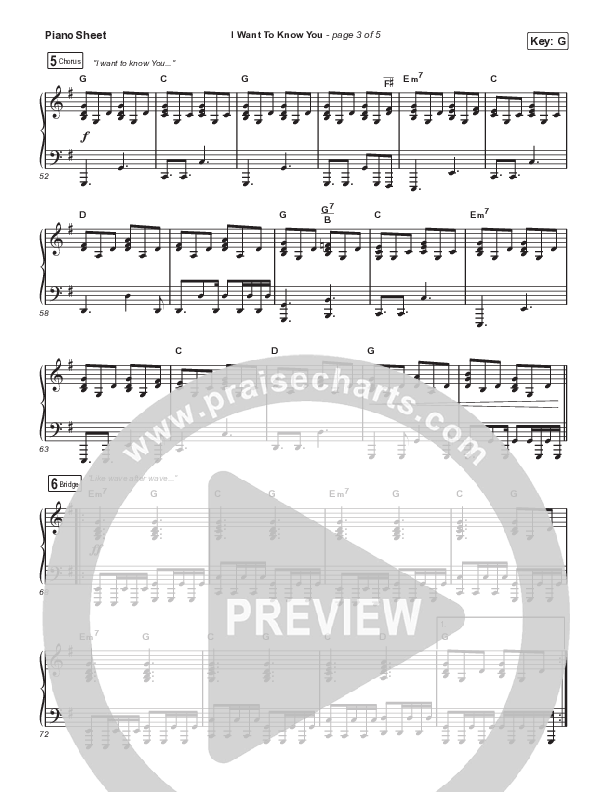 I Want To Know You Piano Sheet (CityAlight)