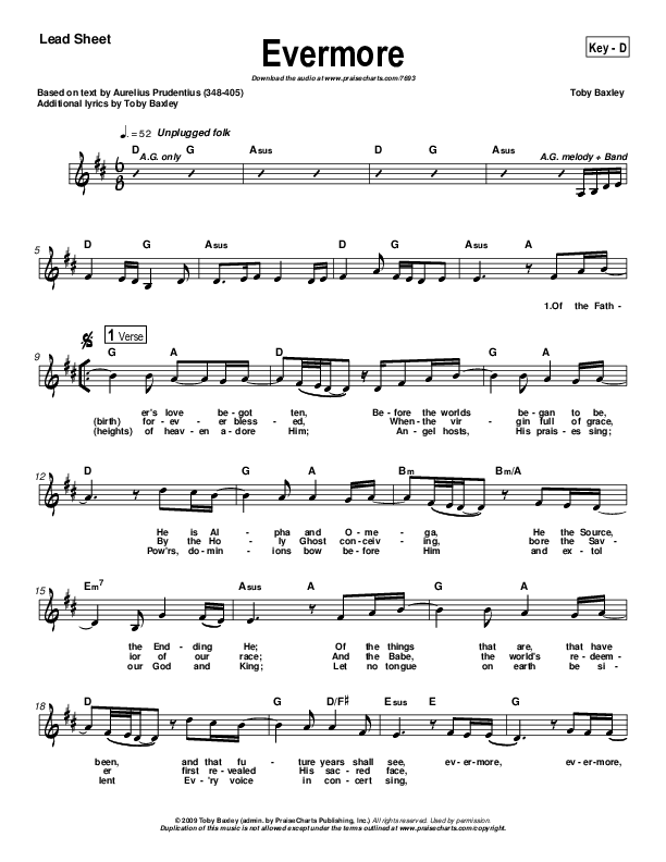 Evermore Lead Sheet (Toby Baxley)