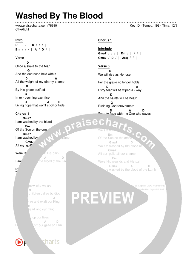 Washed By The Blood Chords & Lyrics (CityAlight)