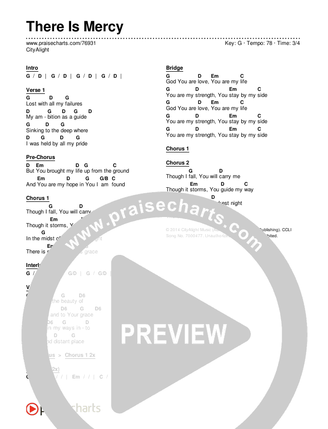 There Is Mercy Chords & Lyrics (CityAlight)