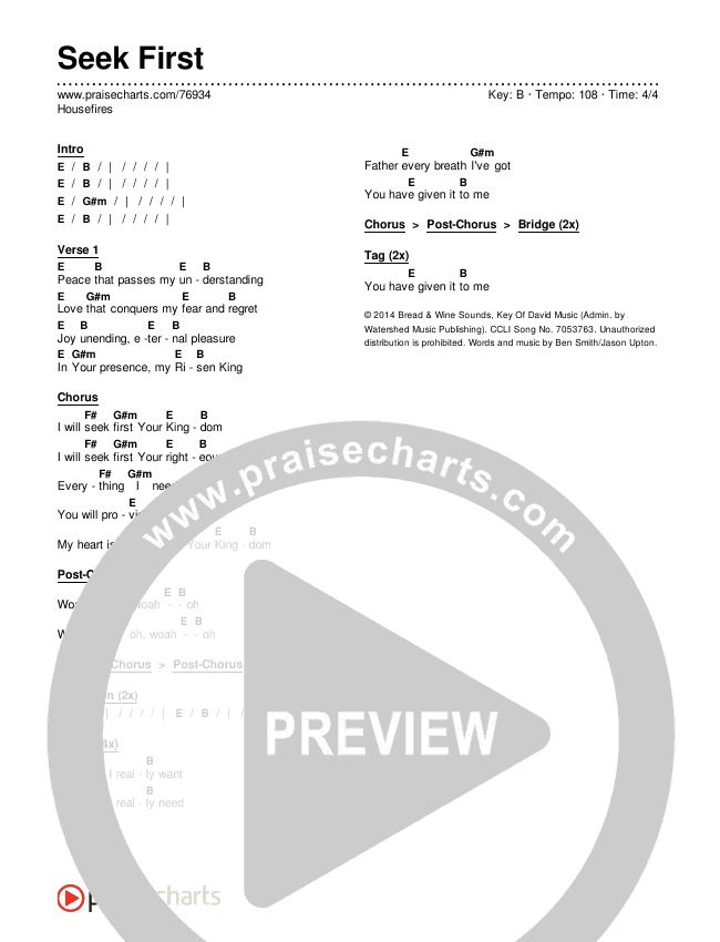 Seek First Chords & Lyrics (Housefires)