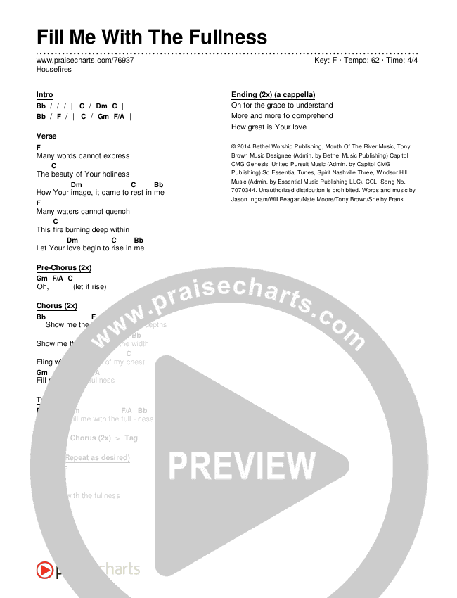 Fill Me With The Fullness Chords & Lyrics (Housefires)