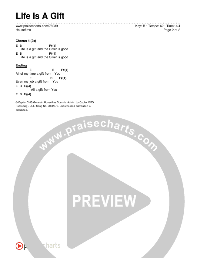 Life Is A Gift Chords & Lyrics (Housefires)